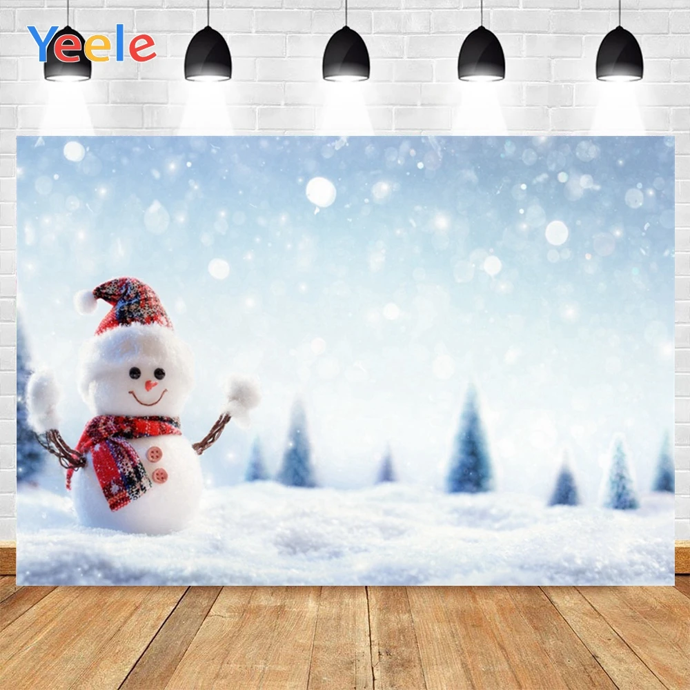 

Yeele Christmas Decor Backgrounds For Photography Winter Snow Snowman Light Bokeh Baby Newborn Portrait Photo Backdrop Photocall