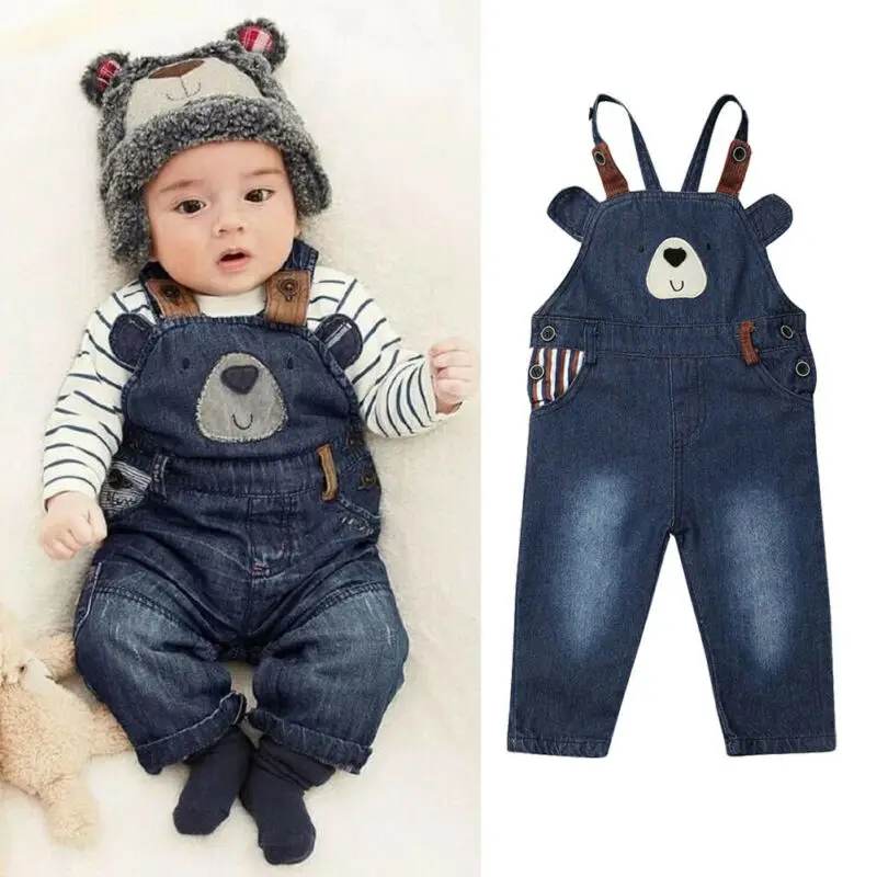 

Pudcoco Autumn Infant Kid Baby Boy Girl Bear Clothes Cute Romepr Overalls Bib Pants Jean One-Piece Outfit