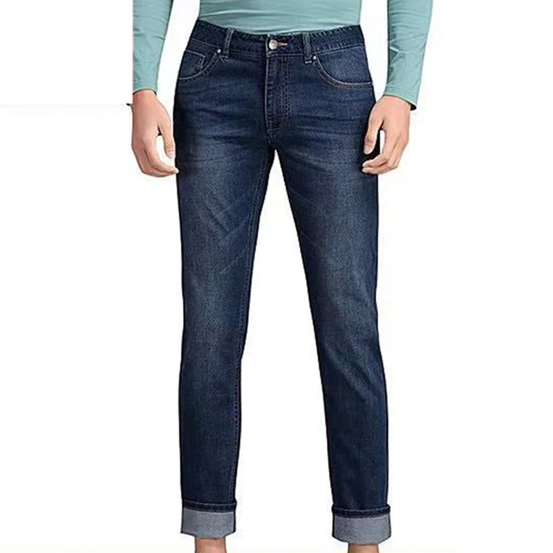 Весна стиль носимые джинсы для молодых мужчин Slim Fit бизнес прямые брюки мужская из чистого хлопка микро эластичные мужские трусы