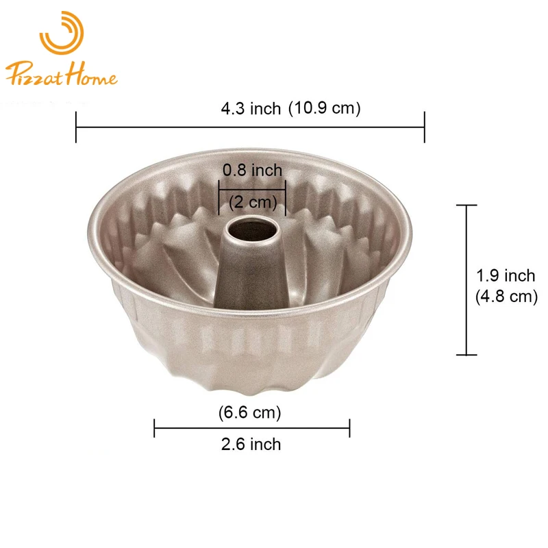 Baking Pan Bread Mold Bread Baking Pan PizzAtHome 4 Pcs Set Mini Bread Pan Set 4 inch Non-Stick Tube Pan Kugelhopf Mold Oven and Instant Pot Baking Bakware Cupcake
