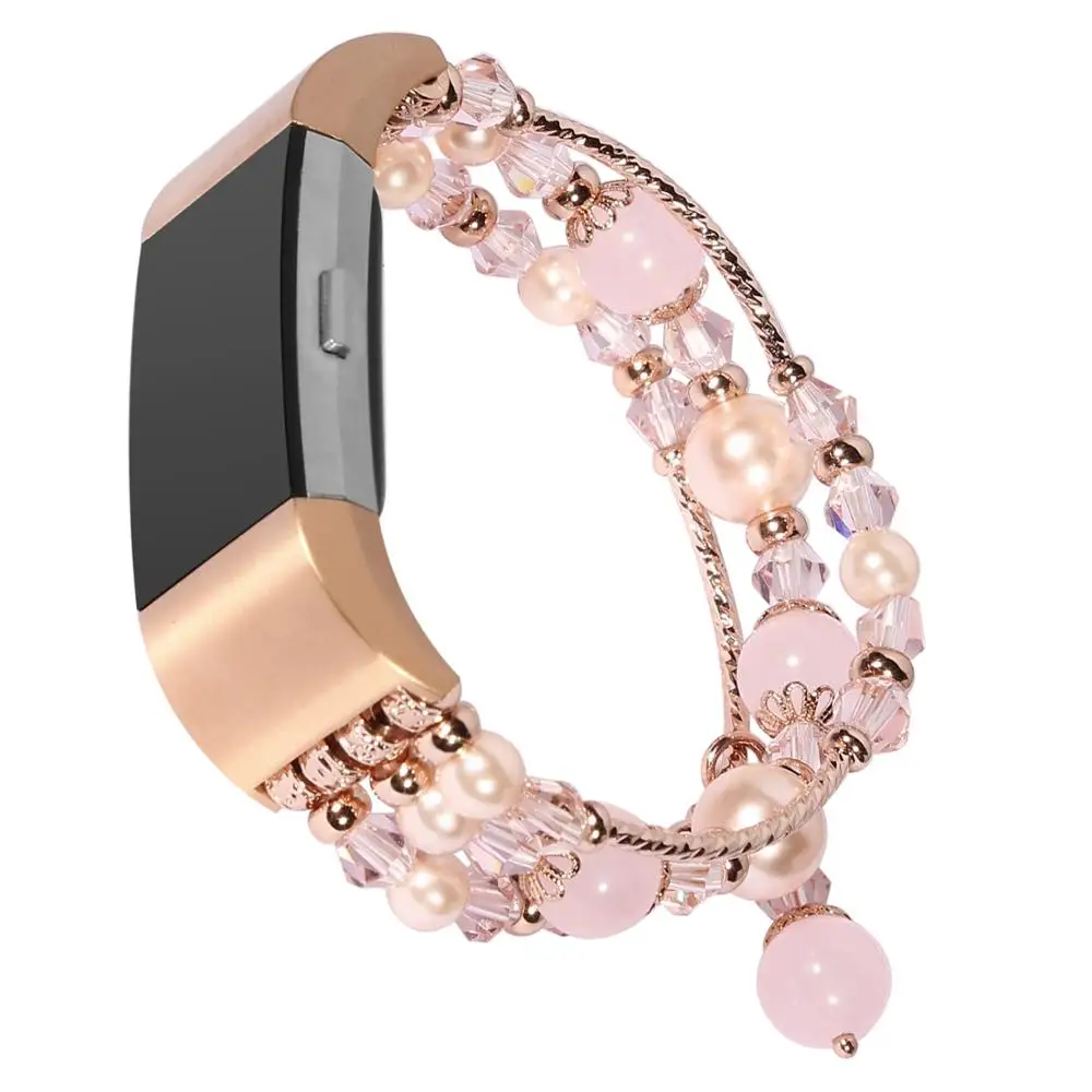 Эластичный браслет с жемчугом и бусинами для Fit bit Charge 2, Браслет для fitbit 2, сменный ремешок для умных часов, женский ювелирный браслет, ремешок для часов