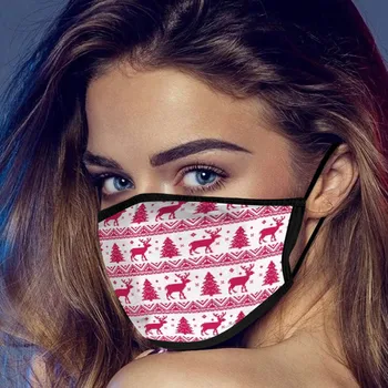 

5 Pc Adult Christmas Printing Masks Windproof Mouth Masks For Protection Washable Reusable Earloop Mask Se6
