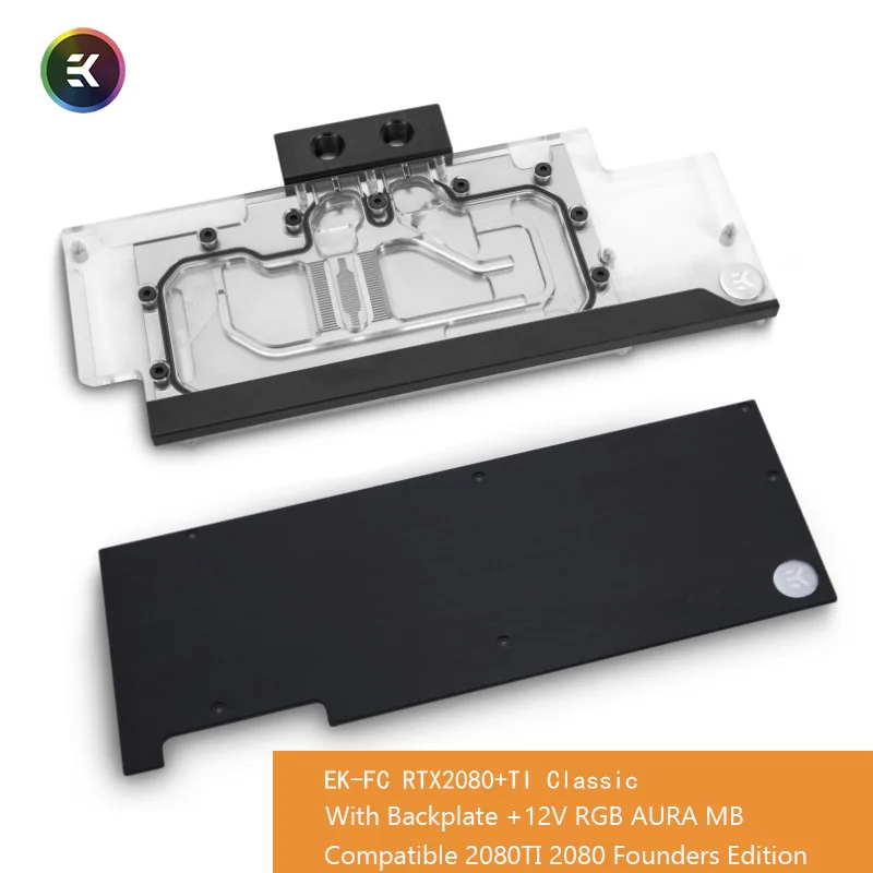 EK-FC RTX2080 + Ti Classic 12v RGB GPU водный блок для NVIDIA®Видеокарта GeForce RTX 2080 и TI с задней