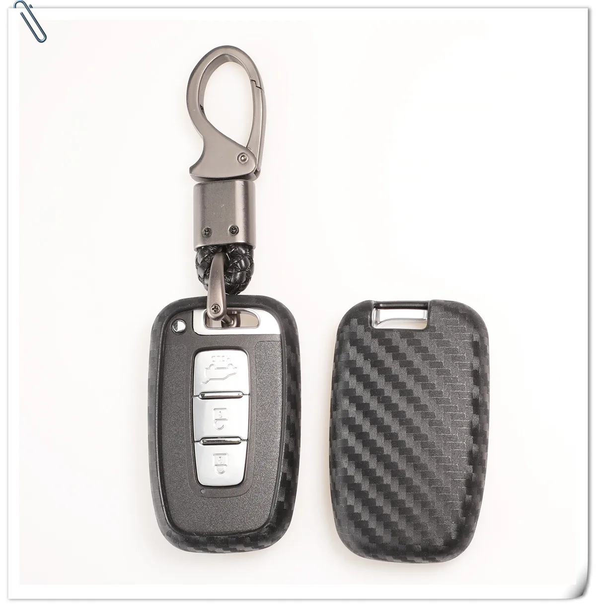 Keyforkess astuccio portachiavi remoto in Silicone in fibra di carbonio per Kia K2 K5 Sportage Forte Hyundai IX35 Sonata Genesis Veloster Elantra - H560f5dbbeb1f4671be41aceb3c63f444c