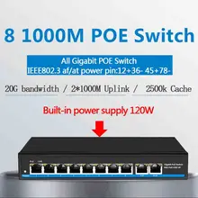 48V Gigabit 10 портовый коммутатор Poe сетевой гигабитный коммутатор Поддержка IEEE802.3af/at IP камер и Беспроводной точка доступа, сетевой коммутатор