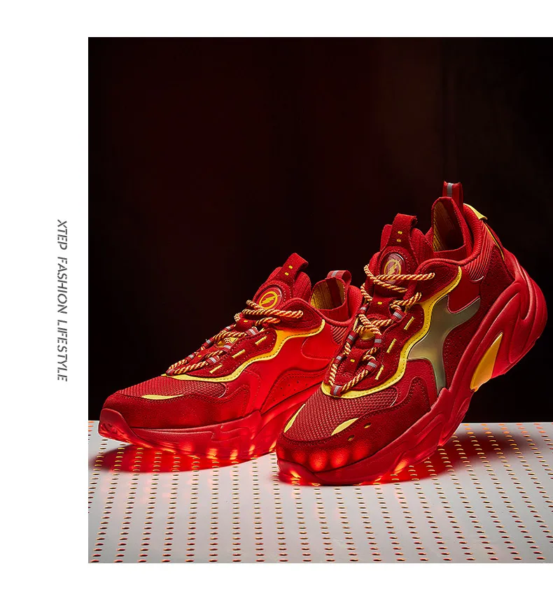 Xtep/Мужская и женская повседневная обувь; светящаяся обувь; мужские спортивные кроссовки; DC superhero shoe; join name shoe [DC-SERIES-Flash]; 881419329750