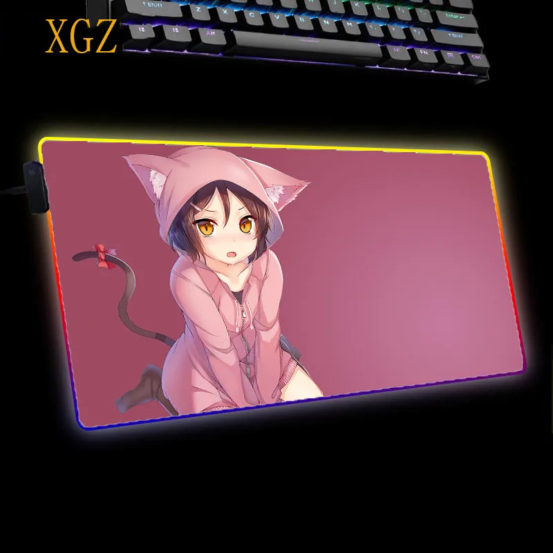 Xgz Xxlアニメ女の子rgbゲームロックエッジマウスパッドledバックライトusbマウスパッド大型コンピュータゲームコンソールキーボードテーブルマット Mouse Pads Aliexpress