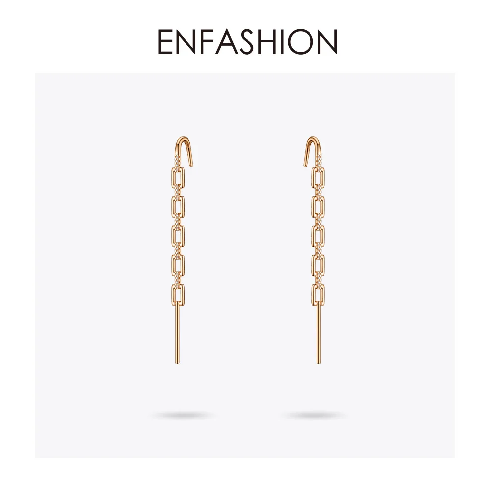 ENFASHION, панк, стразы, звенья цепи, серьги-гвоздики для женщин, золотой цвет, массивные серьги геометрической формы, модное ювелирное изделие, подарок E191096 - Окраска металла: Rose gold color