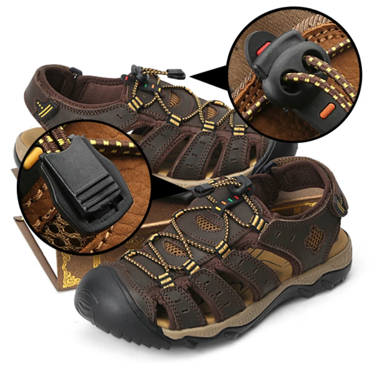 Fashion New Men Sandals Summer High Quality Leather Mens Gladiator Sandals Comfortable Outdoor Men Beach Sandals Hot Sale
