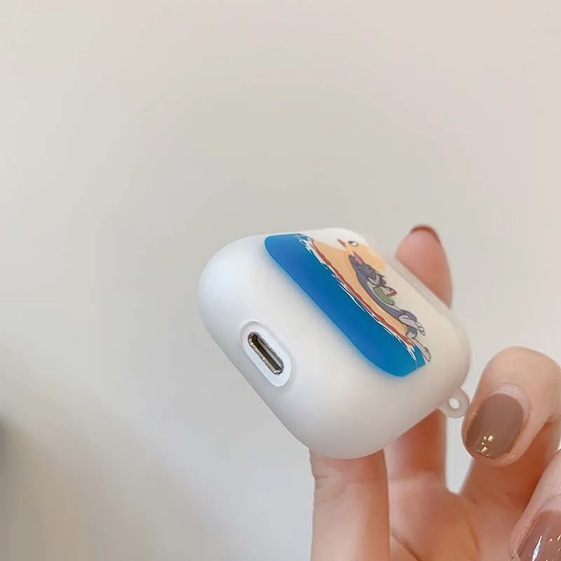 Комбинированный чехол с рисунком мыши кошки для airpods 1 2 чехол Bluetooth наушники airpod полупрозрачный мягкий ТПУ чехол с карабином