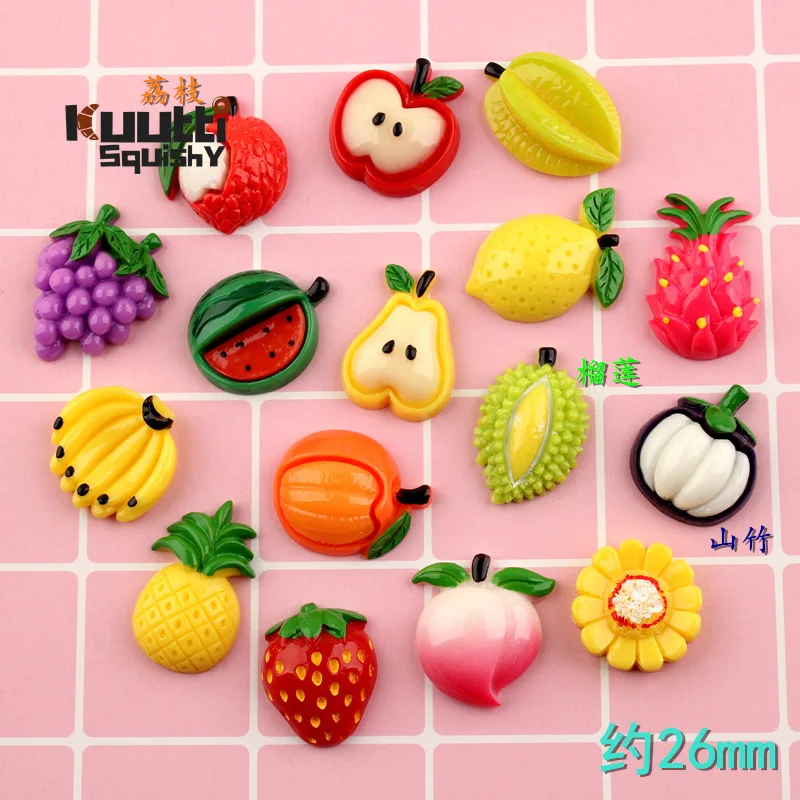 

Kuutti Squishy 30pcs Mixed Fruit Pineapple Slime Charms Beads Headwear Flatback Ornaments Decoration Phone Case DIY Accessories