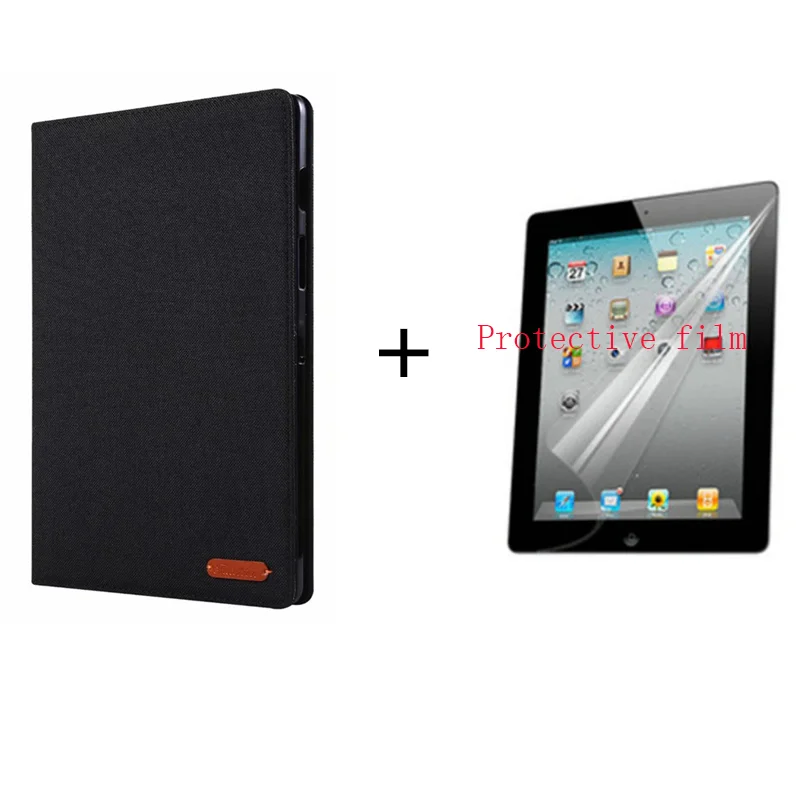 black and film 2 в 1 откидная подставка pu+ Мягкий защитный чехол для samsung Tab A 10,1 дюймов T510 T515 деловая тканевая крышка Чехол+ пленка - Цвет: black and film