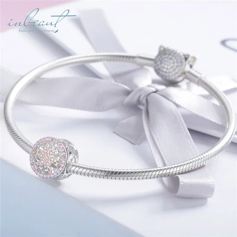 S925 серебро fit Pandora браслет сиреневый циркон цветок бутон Подвески Розовое золото бусины «Лотос» для цепи браслеты Ювелирное Украшение ручной работы