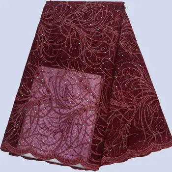 

2019 New design embroidered mesh tulle fabric 5 yards embroidered french tulle lace fabrics for wedding dress 5 yards XDE003