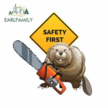 

EARLFAMILY 13cm x 12.3cm for Beaver with A Chainsaw Car Decal Vinyl Car Sticker Bumper Decoration Fashion 3D Stickers