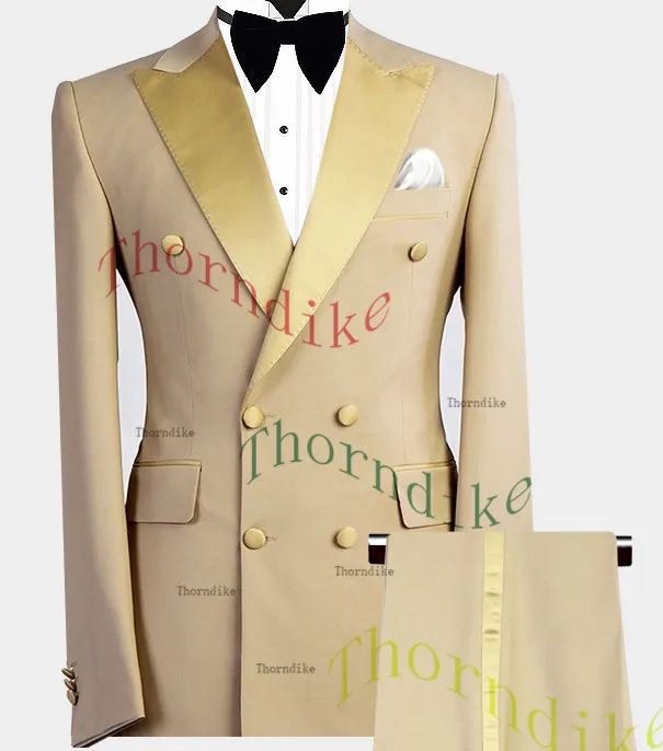 Thorndike 2022 New Fashion Navy Blue Suits for Men Custom Made Slim Groom Custom 3 Piece Wedding Mens Suit (Jacket+Pants+Vest) 2