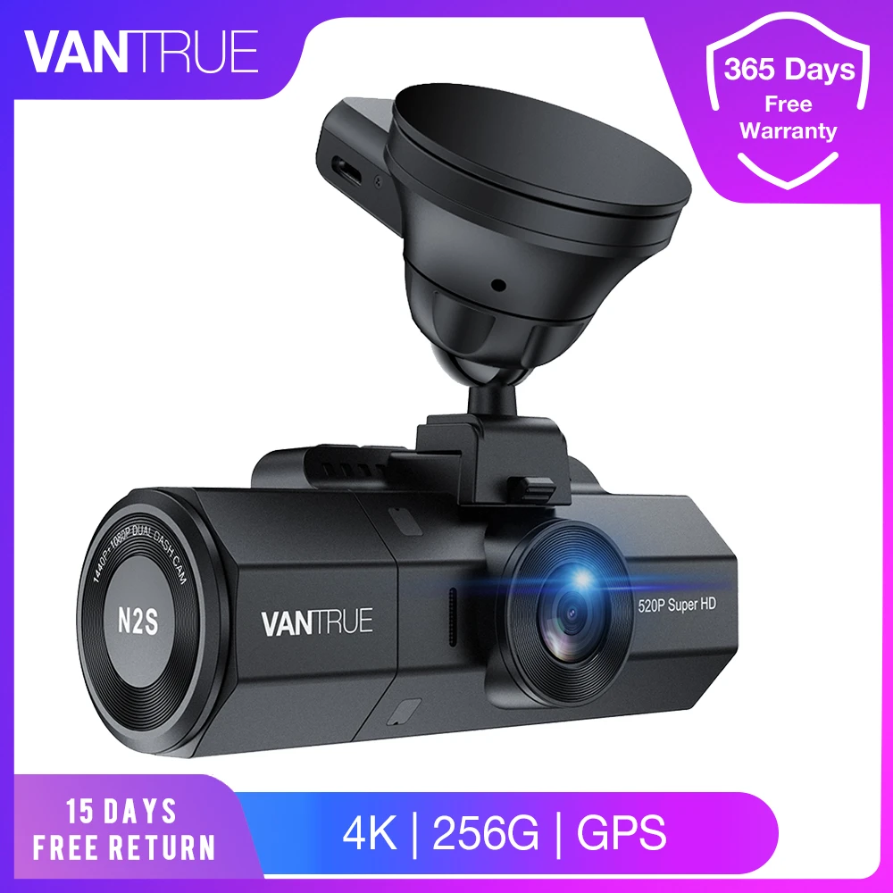 Vantrue Car Dvr Dash Cam 4k Gps Ultra Hd Driving Recorder 3840*2160p