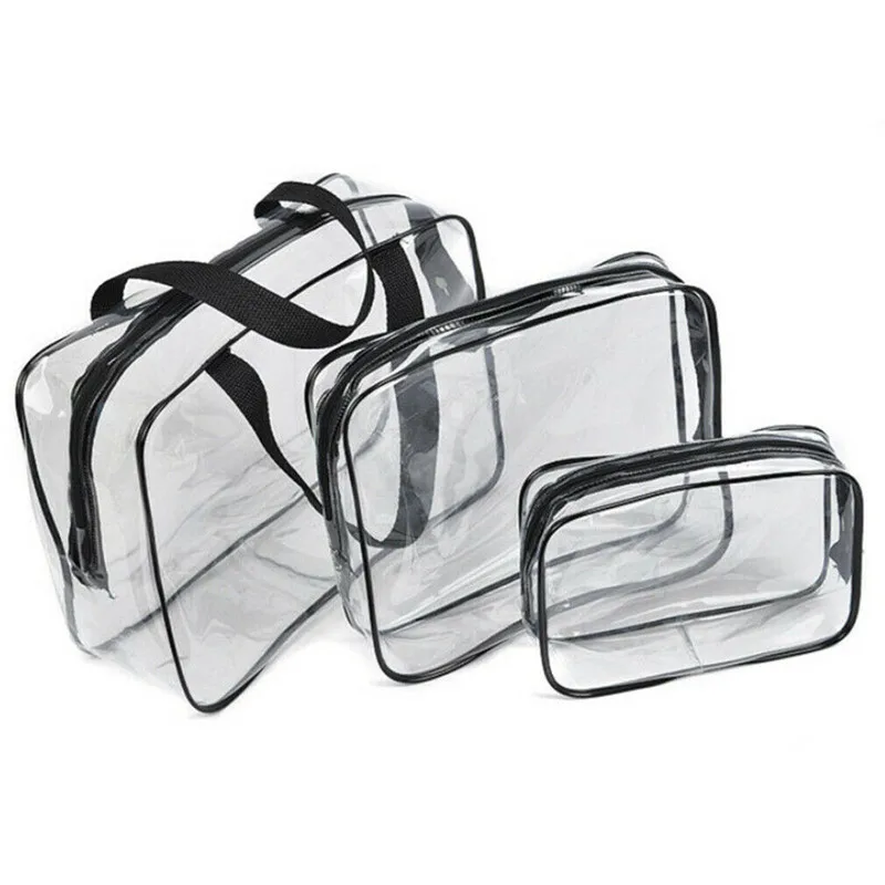 Для женщин прозрачный косметический пакет поступление дорожная сумка-тоут сумка прозрачные молнии из пластика ПВХ косметичка женский макияж застежкой-молнией и креплением на поясной ремень размеры S, M, l