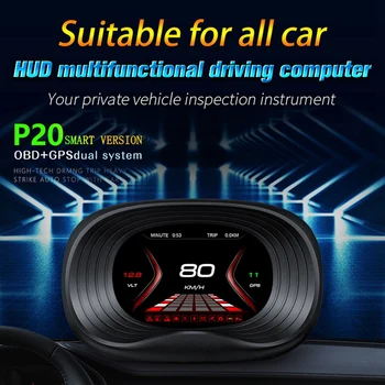 

New GPS+OBD2 HUD Car Head Up Display Better Than Speed Projector Security Alarm Time Overspeed Voltage P20