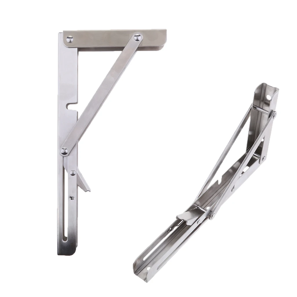 2pcs 304 Stainless Steel Folding Boat Bench Shelf Table Bracket 10 inch