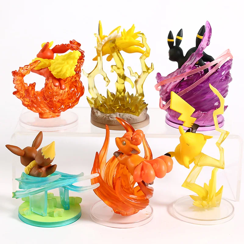 6 шт./компл. милые фигурки Eevee Jolteon Flareon сцена мастерства статуи фигурки игрушки подарки для детей Коллекция Модель украшения