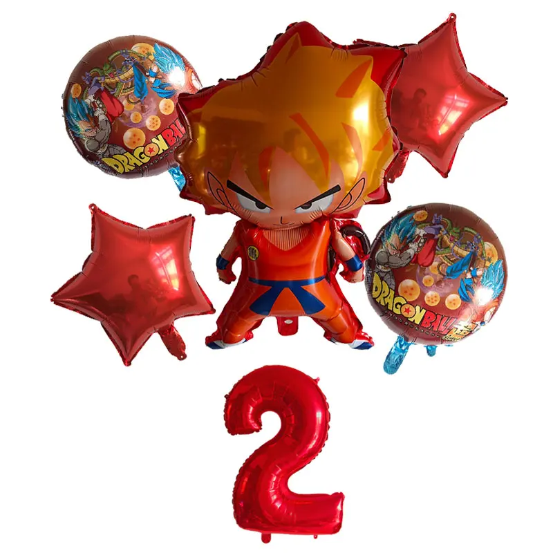 6 шт./компл. мультфильм 7 Dragon Ball Гоку фольги воздушный шар 32 дюймов набор воздушных шаров с номером на день рождения декоративные Детские игрушки кампус Вечерние - Цвет: Gold-2