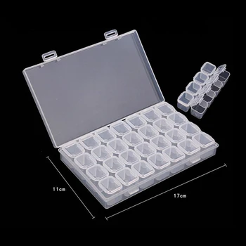 

1 Set 28 Slots Empty Nail Storage Box Case For Rhinestones Alloy Parts Organizer Case Storage Beads Jewelry Boxes