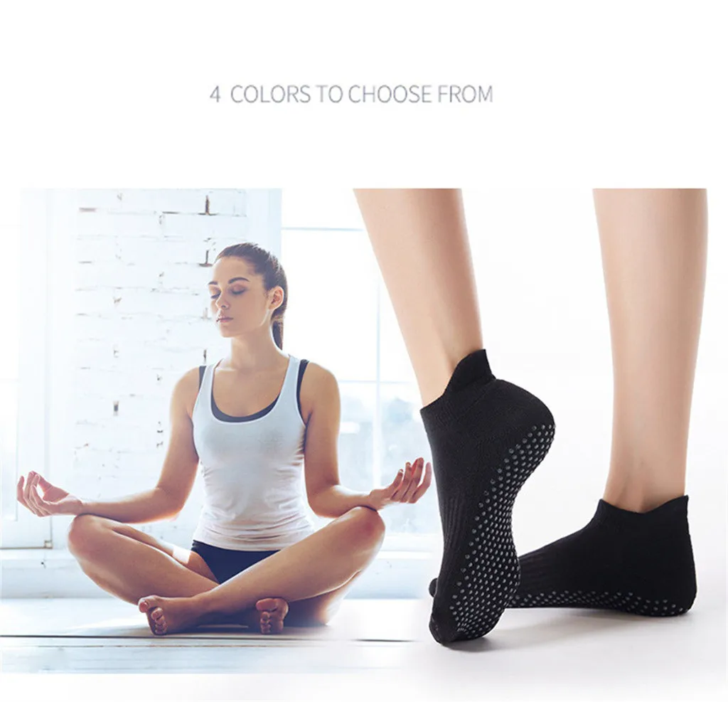 1 Pair Women Yoga Socks Quick-Dry Anti Slip Silicone Gym Pilates Ballet Socks Fitness Sport Socks Cotton Breathable Elasticity