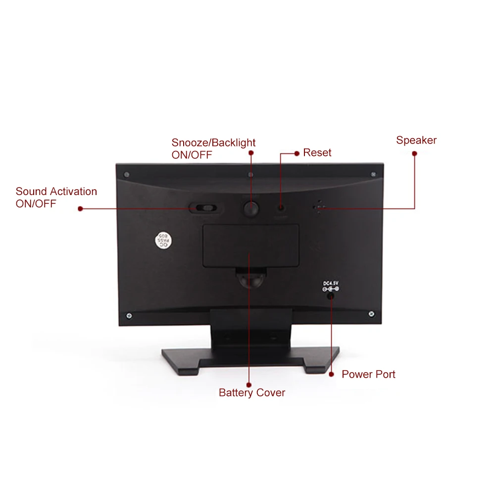 Будильник часы метеорологическая станция Подсветка ЖК-дисплей Экран цифровые часы с время/дата/неделя/Температура/Влажность/Погода Дисплей