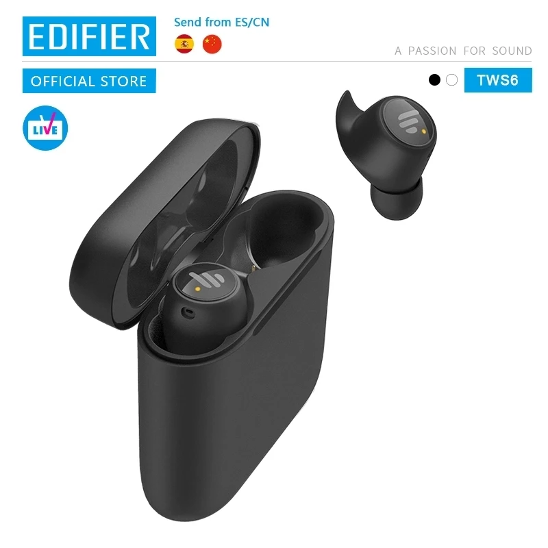 EDIFIER TWS6 наушники вкладыши TWS с беспроводной зарядки устройство док станция Qualcomm