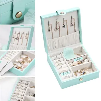 

Single Layer PU Simple Jewelry Storage Box Creative Portable Earrings Ring Small Jewellery Case