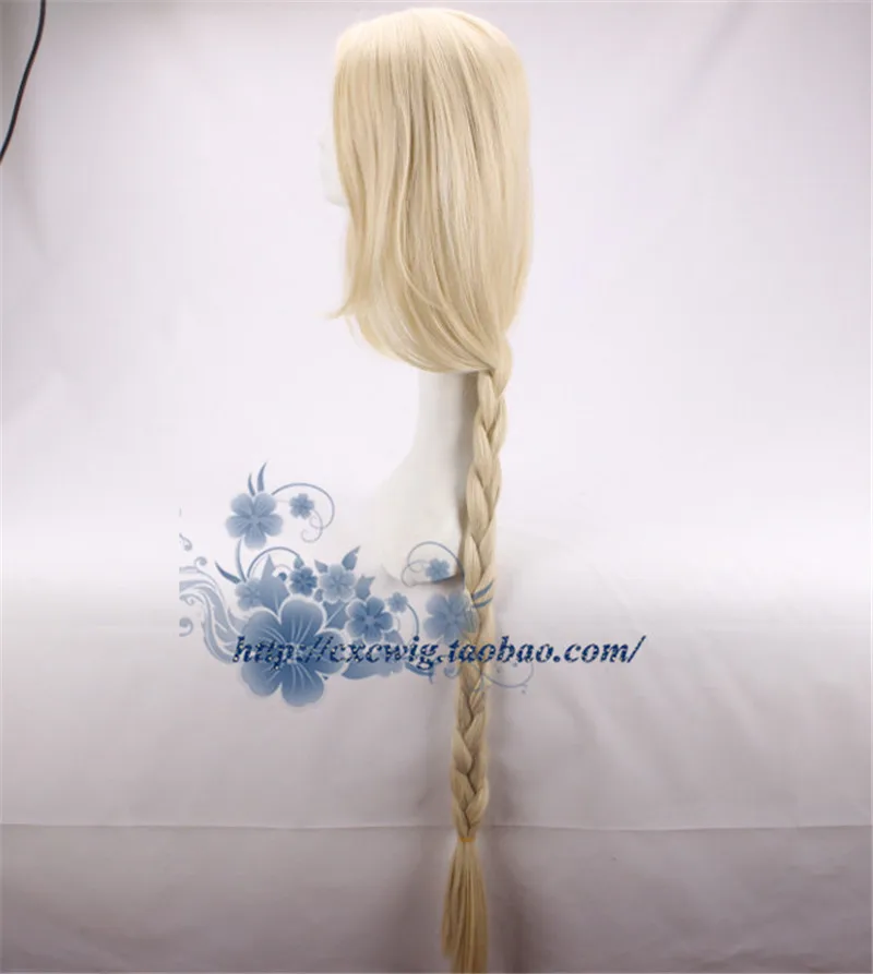 120cm/46.8" Long Braid Style Tangled Princess Rapunzel Cosplay Wig Halloween Role Play Long Braided Costume Wig+Cap