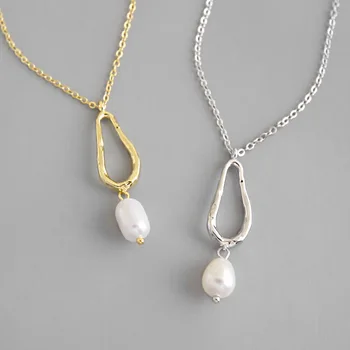 

EDS Women Necklace Silver 925 Jewelry 925 Sterling Silver Pendant Pearl Necklace Chain Korean Women Necklaces Gold Necklace