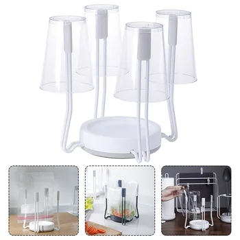 

Removable Plastic Glass Cup Rack Water Mug Draining Drying Organizer Drain Holder Stand 4 Cups Home Kitchen Supplie Cocina