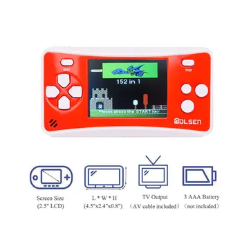 

WOLSEN 8 Bit 152 Game TV Video Portable Game Console Handheld Game Device electronic game pad