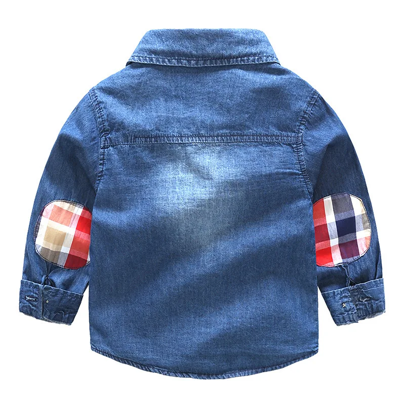 Детская рубашка мужские весенне-осенние джинсовые рубашки с длинными рукавами из чистого хлопка в новом стиле топ из тонкой ткани в Корейском стиле с отложным воротником