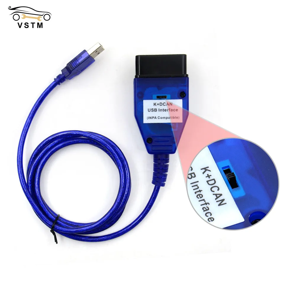 For BMW INPA K+DCAN FTDI FT232RQ White/Blue Color Compatible USB OBD2 interface Switched Function Supports K-Line Protocols | Автомобили и