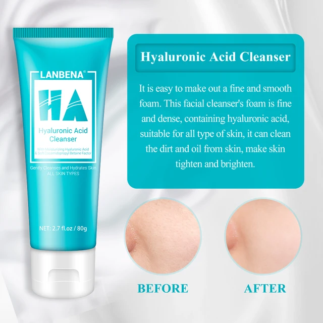 LANBENA Hyaluronic Acid Moisturizing Series Facial Cleanser Eye Cream Face Cream Remove Fine Line Maintain PH Balance Hydration