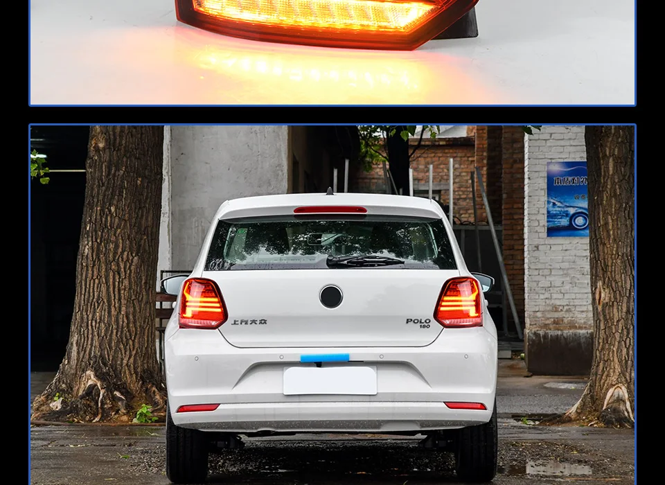Задний фонарь для автомобиля Volkswagen Polo 2011- светодиодная сигнальная лампа Противотуманные фары DRL дневные ходовые огни тюнинг автомобильные аксессуары