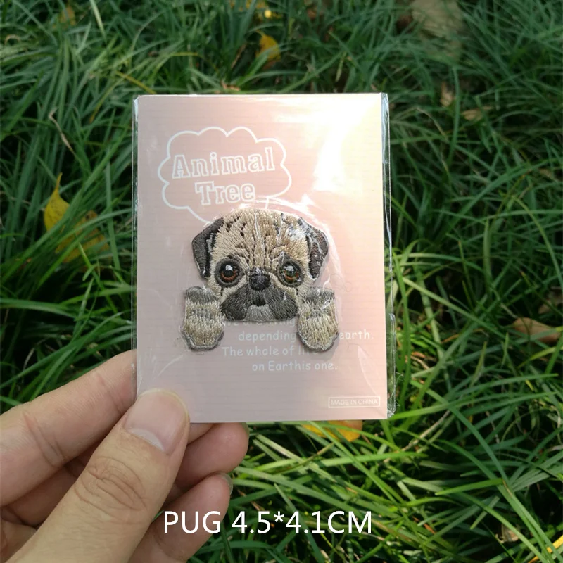 PUG 1 фото одежда аксессуары мультфильм собака Детское пальто грудь паста вышивка патч-паста детская одежда украшение - Цвет: PUG