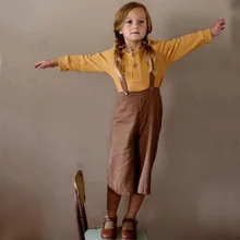 Весенние повседневные штаны для маленьких девочек одежда для детей свободные хлопковые и льняные ремни детские комбинезоны