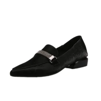 

Glitter Strap Pointed Toe Party Shoes Lady Dress Loafers Vintage PU Leather Casual Shoes Low Heel For Woman 2020 New Trendy
