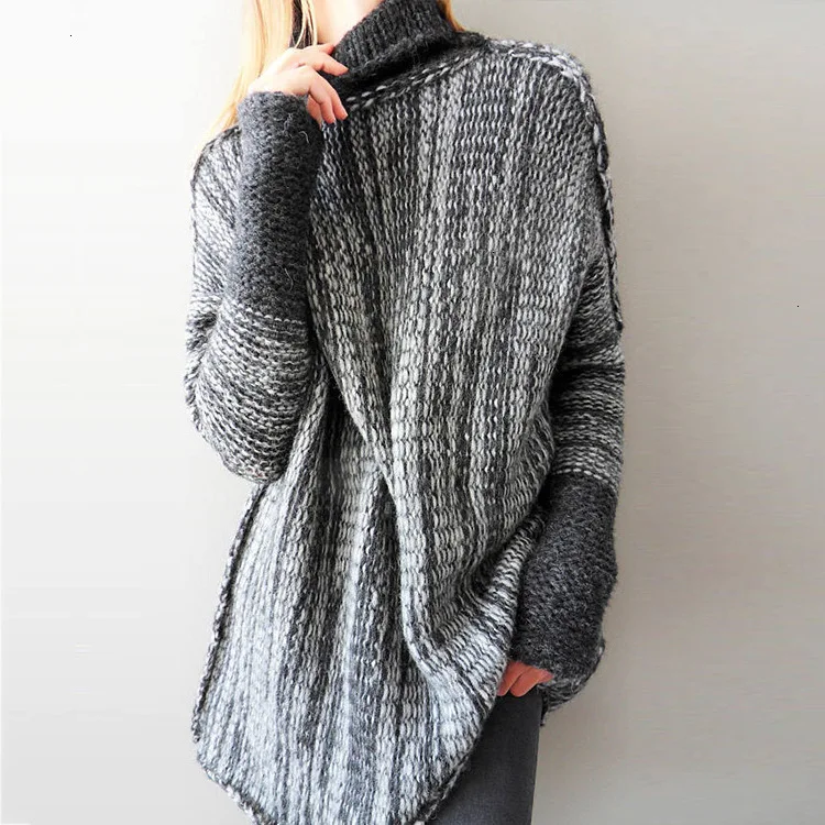 2019 Lange Truien Winter Knit Jumper Trui Vrouwen Plus Size 3xl Pull Femme Kleurrijke Coltrui Maxi Trui Losse Truien