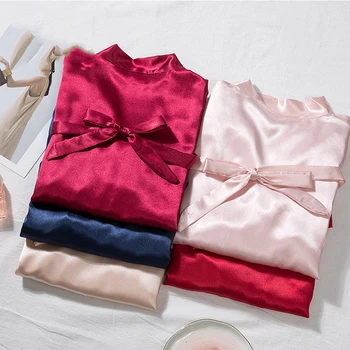 

Women Short Sleepwear Bathrobe Gown Sexy Summer New Nightwear Bride Bridesmaid Wedding Robe Casual Solid Nightgown Homewear
