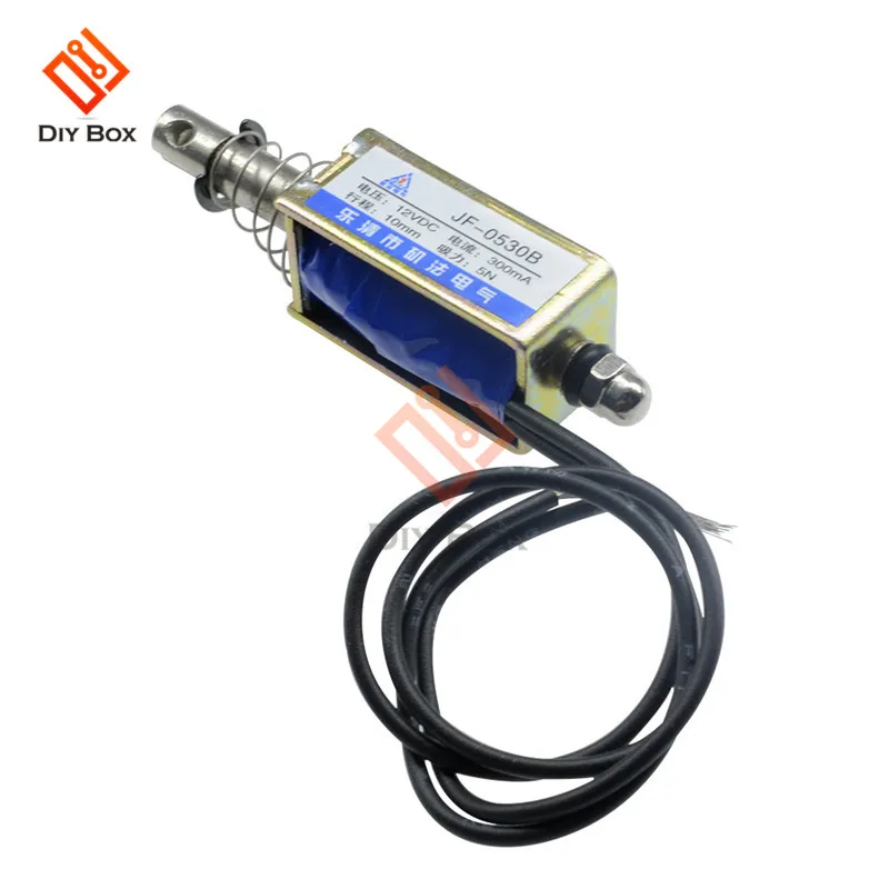 12V JF-0530B нажимной и вытяжной Тип Линейный Электромагнит открытая рамка Keepping Force DC 6 в 12 В 24 В 5N Путешествия 10 мм геркон переключатель - Цвет: 12V