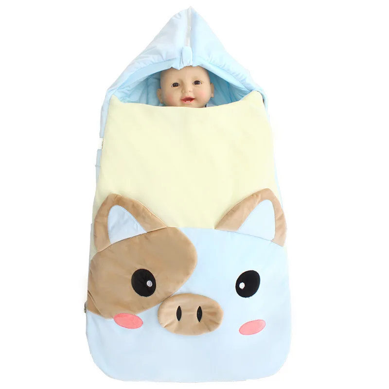 Yellow Pig Зимний спальный мешок для новорожденных, детская коляска, пеленка, одеяло s, теплый спальный мешок для младенцев, Bebe, Конверт одеяло, От 0 до 12 месяцев - Цвет: Yellow Pig