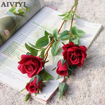

Single Branch 2 Fork Multi-head Dream Rose Artificial Flower Fake Flower Valentine's Day Wedding Flower Home Decoration