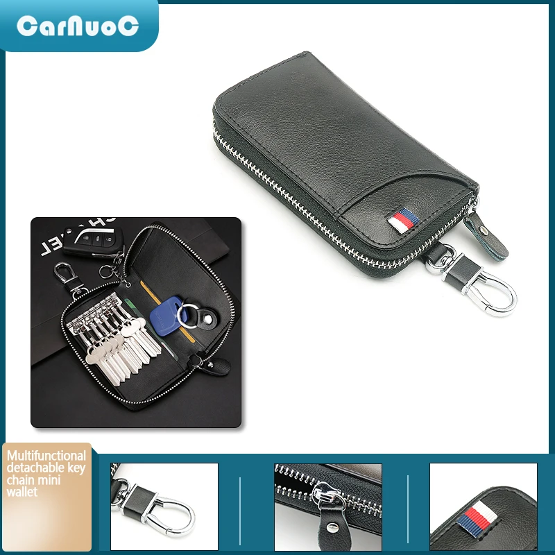 

Leather Men's Car Key Bag Multi Function Business Key Box With Car Logo For Ford Mondeo Taurus F-150 Edge Fusion Flex Explorer