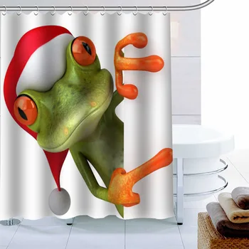 

New Arrival Frog Animal Shower Curtain 12 Hook Polyester Fabric 3D Printing Bathroom Curtain Waterproof Bath Curtain Decor