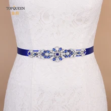TOPQUEEN S424 Королевский синий пояс для женщин, стразы, пояс и пояс для невесты, пояс для свадьбы, расшитый бисером